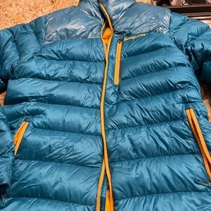 Patagonia Blue and Orange Puffer Jacket